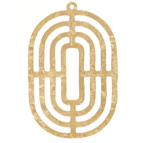 35x23mm Stainless steel 316L Oval openwork hammered pendants - Gold x2