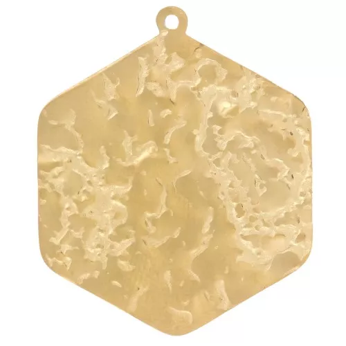 28.5x24mm Stainless steel 316L hexagon hammered pendant - Gold x2