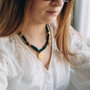 28.5x24mm Stainless steel 316L hexagon hammered pendant - Gold x2