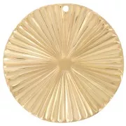 32mm Stainless steel 304L Round pleated effect pendant - Gold x1
