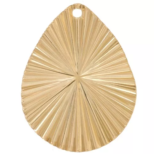31x24mm 304L stainless steel pleated-effect drop pendant - Gold x1