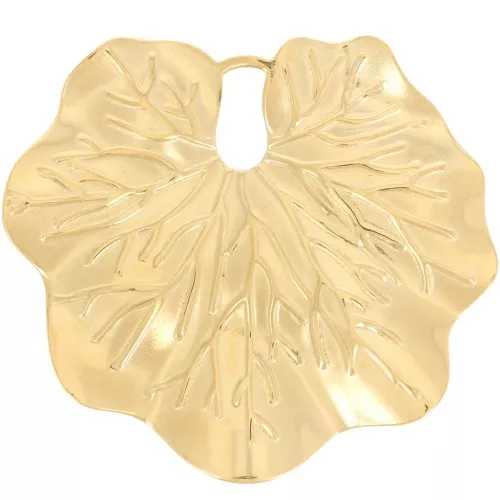 41x45.5mm Stainless steel 304L worked leaf Pendant - Gold x1
