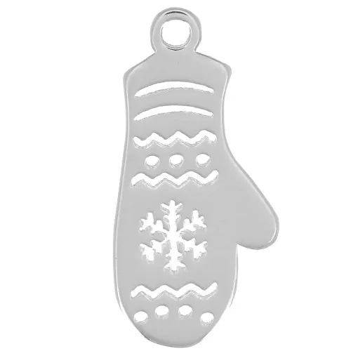 15x7mm 925 Sterling Silver Christmas glove charm x1