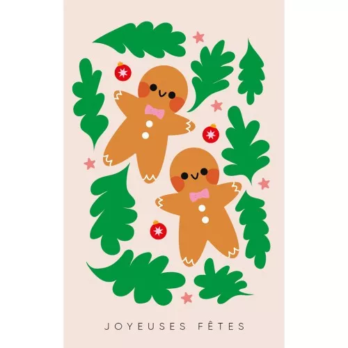Jewellery cards - Thank you cards - Joyeuses Fêtes motif Pain d'épice x10
