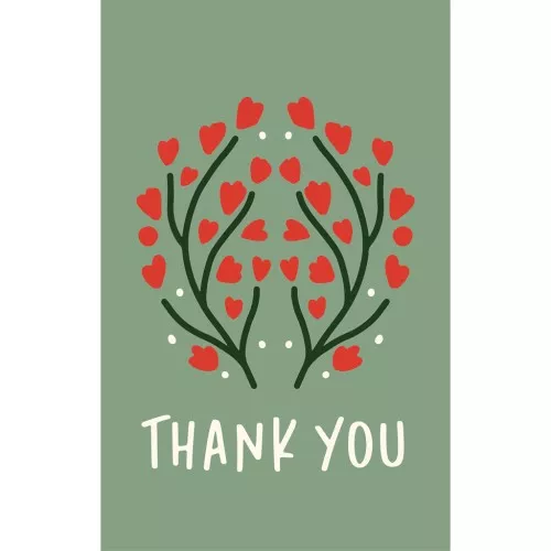 Jewellery cards - Thank you cards - Thank You - Vert sauge - Rouge x10