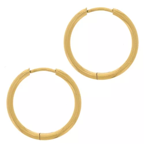 17mm 304L stainless steel round hoop earrings - 1.6mm wire - Gold x2