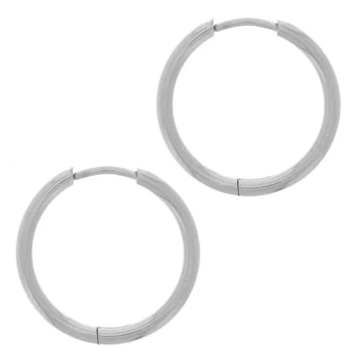 17mm 304L stainless steel round hoop earrings - 1.6mm wire x2