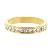 Fine Ring with Zirconium Oxides - Size 50 - Stainless Steel316L Gold - Crystal