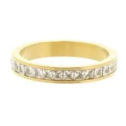 Fine Ring with Zirconium Oxides - Size 50 - Stainless Steel316L Gold - Crystal