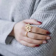 Fine Ring with Zirconium Oxides - Size 52 - Stainless Steel316L Gilded - Crystal