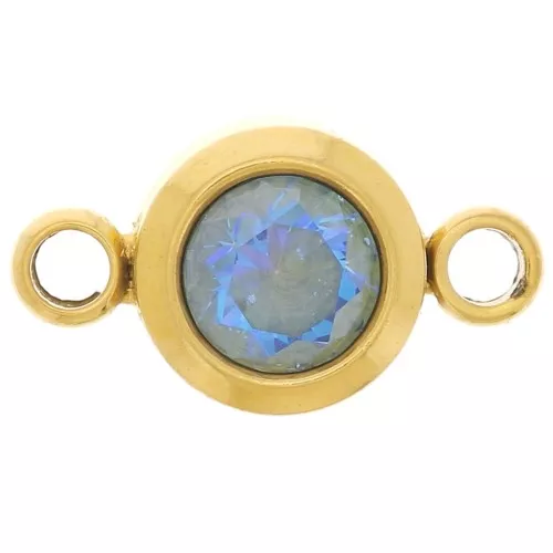 6mm 304L stainless steel Birthstone spacer CZ - Gold - December - Blue x1