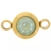 6mm 304L stainless steel Birthstone spacer CZ - Gold - March - Aquamarine x1