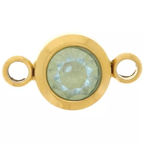 6mm 304L stainless steel Birthstone spacer CZ - Gold - March - Aquamarine x1