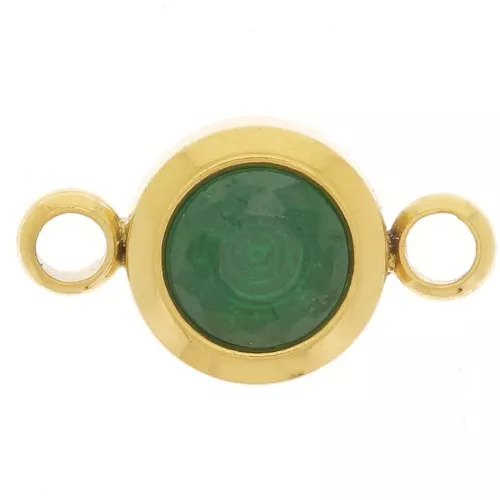 6mm 304L stainless steel Birthstone spacer CZ - Gold - May - Emerald x1