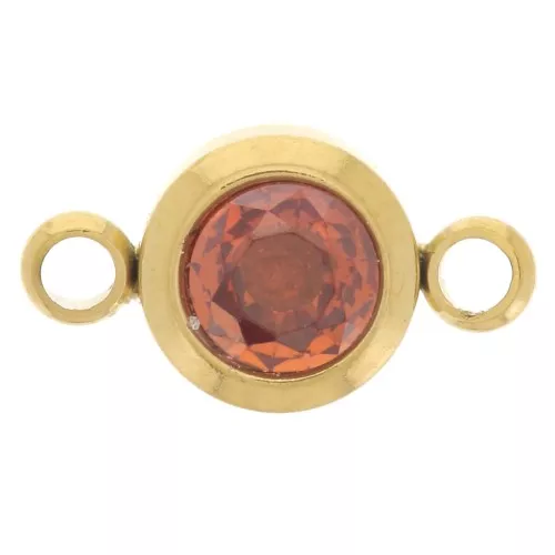 6mm 304L stainless steel Birthstone spacer CZ - Gold - July - Ruby x1