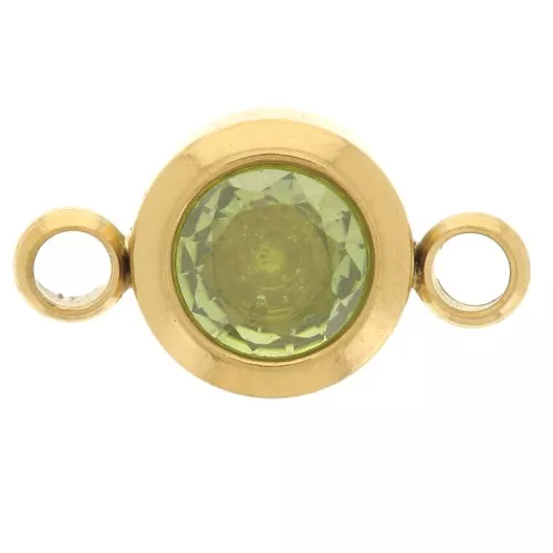 6mm 304L stainless steel Birthstone spacer CZ - Gold - August - Peridot x1