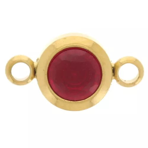 6mm 304L stainless steel Birthstone spacer CZ - Gold - January - Siam x1