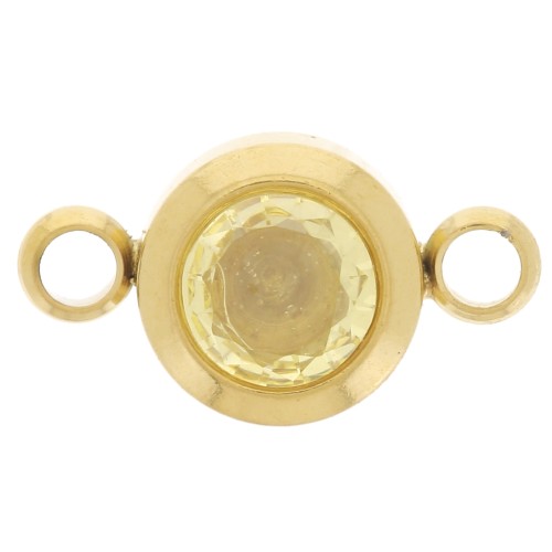 6mm 304L stainless steel Birthstone spacer CZ - Gold - November - Topaz x1