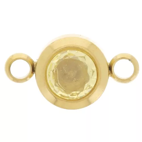 6mm 304L stainless steel Birthstone spacer CZ - Gold - November - Topaz x1