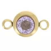 6mm 304L stainless steel Birthstone spacer CZ - Gold - June - Light Amethyst x1
