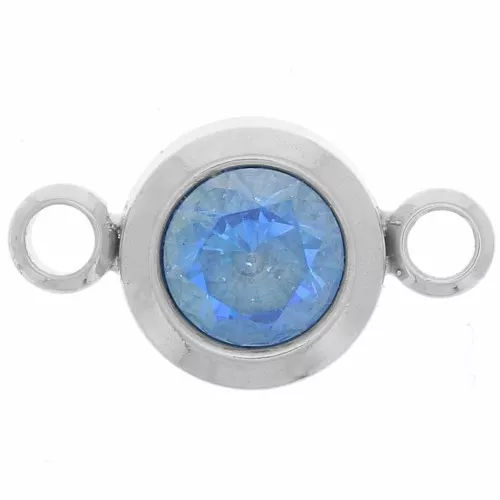 6mm Stainless steel 304L Birthstone spacer CZ - December - Blue x1