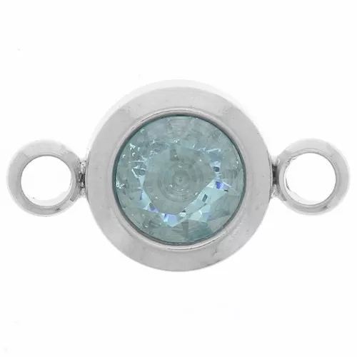 6mm Stainless steel 304L Birthstone spacer CZ - March - Aquamarine x1