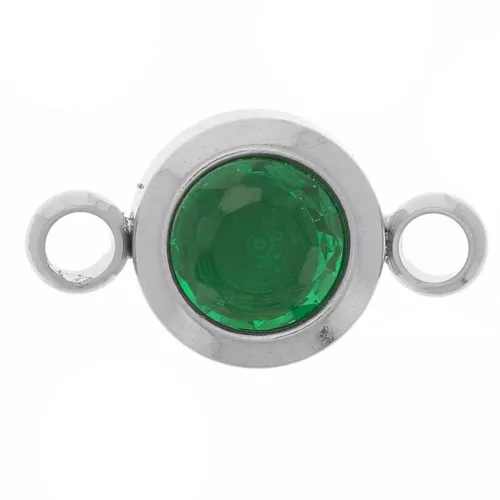 6mm Stainless steel 304L Birthstone spacer CZ - May - Emerald x1
