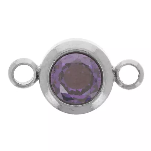 6mm Stainless steel 304L Birthstone spacer CZ - February - Amethyst x1
