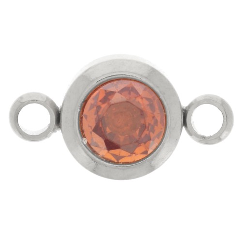 6mm Stainless steel 304L Birthstone spacer CZ - July - Ruby x1