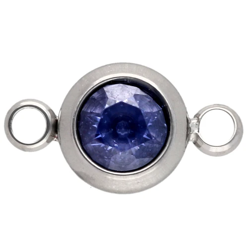 6mm Stainless steel 304L Birthstone spacer CZ - September - Sapphire x1