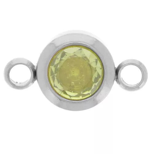 6mm Stainless steel 304L Birthstone spacer CZ - August - Peridot x1
