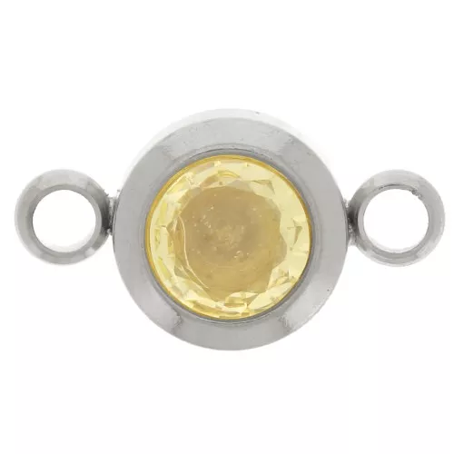 6mm Stainless steel 304L Birthstone spacer CZ - Novembre - Topaz x1