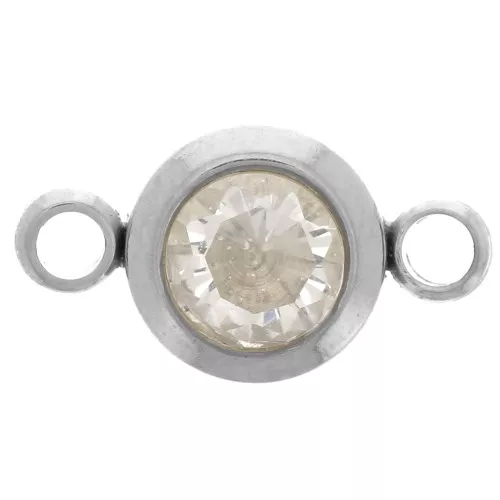 6mm Stainless steel 304L Birthstone spacer CZ - Avril - Crystal x1