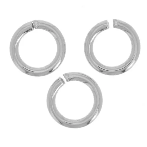 6xmm Jumprings open - silver tone x50