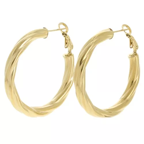 50mm - 304L stainless steel Twisted hoop - Gold x2