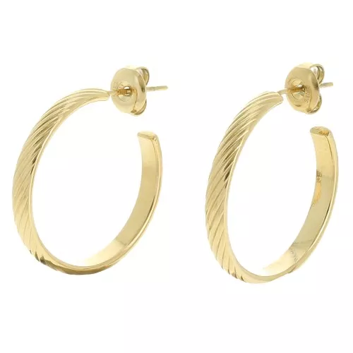 25mm 304L stainless steel ribbed hoop - Gold x2