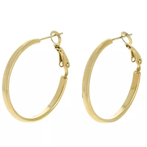 30mm 304L stainless steel hoop earrings - half-braided wire - Gold x2