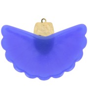 28.5x40mm 316L Stainless Steel and Resin Fan Pendant - Royal Blue - Gold x1