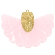 28.5x40mm 316L Stainless Steel and Resin Fan Pendant - Light pink - Gold x1|raw }}
