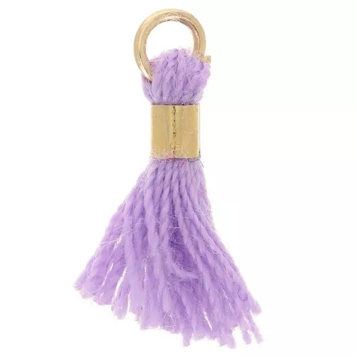 12mm Imitation cotton tassel with ring - Gold Tone - Lilac x1