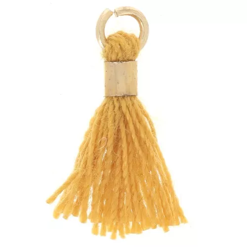 12mm Imitation cotton tassel with ring - Gold Tone - Golden x1
