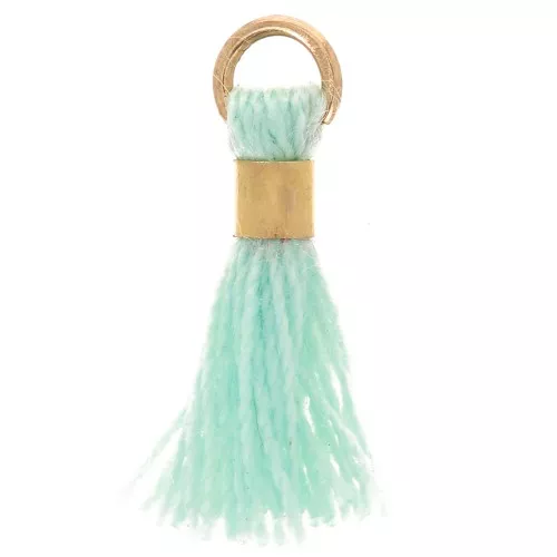 12mm Imitation cotton tassel with ring - Gold Tone - Mint x1