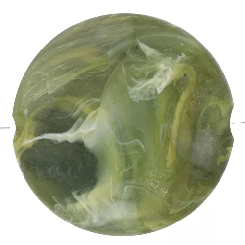 22mm Flat round acrylic beads - Olive Green Marbled x6