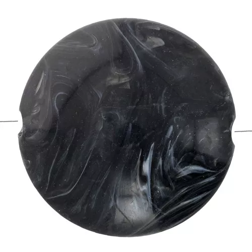 22mm Flat round acrylic beads - Black Marbled x6