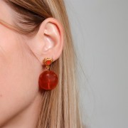 22mm Flat round acrylic beads - Black Marbled x6