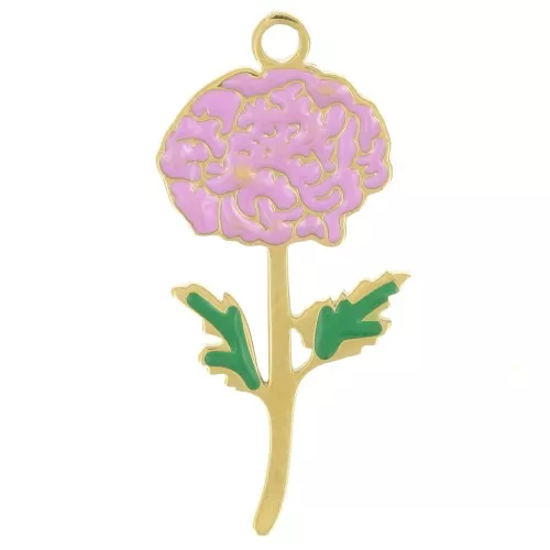 21x10mm St.steel 316L Birth flower pendant November - Chrysanthemum - Gold x1
