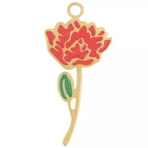 21.5x10mm Stainless steel 316L Birth flower pendant - July - Lotus - Gold x1