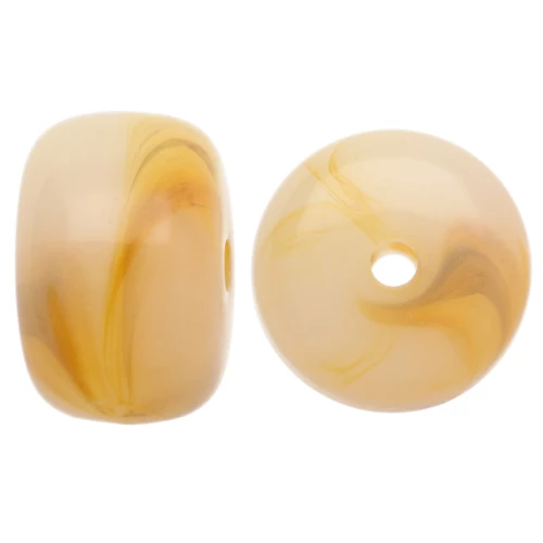 14.5x9.5mm Round beads in translucent resin - Beige marbled x20