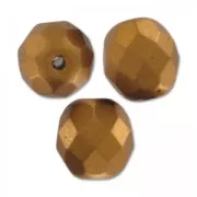 Fire Polished faceted round beads 8mm Golden Mat x20