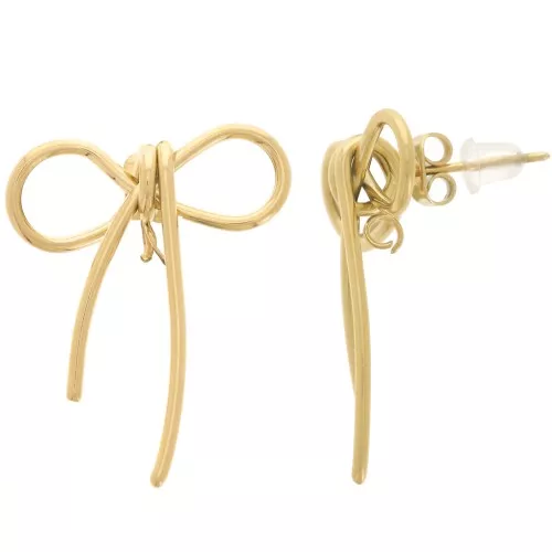 26x21mm 304L stainless steel Knot earstuds with open ring - Gold x2
